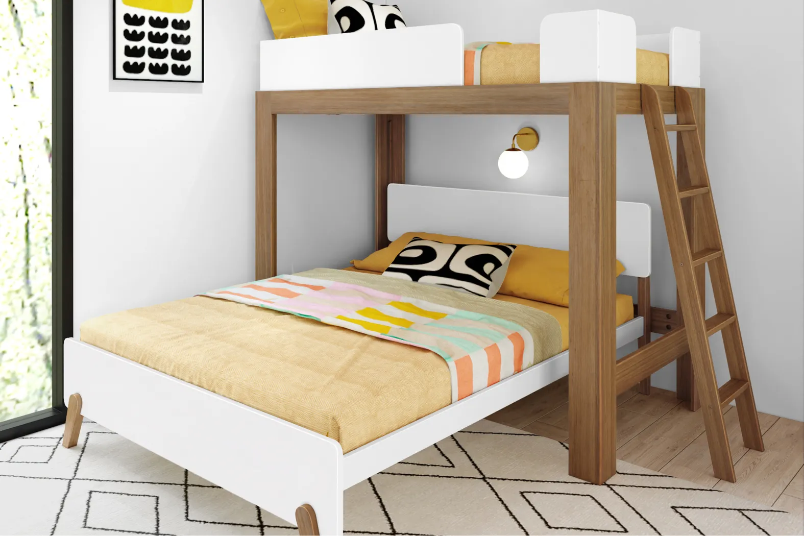 Kids Zuzana III Pecan White Twin/Queen Bunk Bed - Thumbnail - Image 2