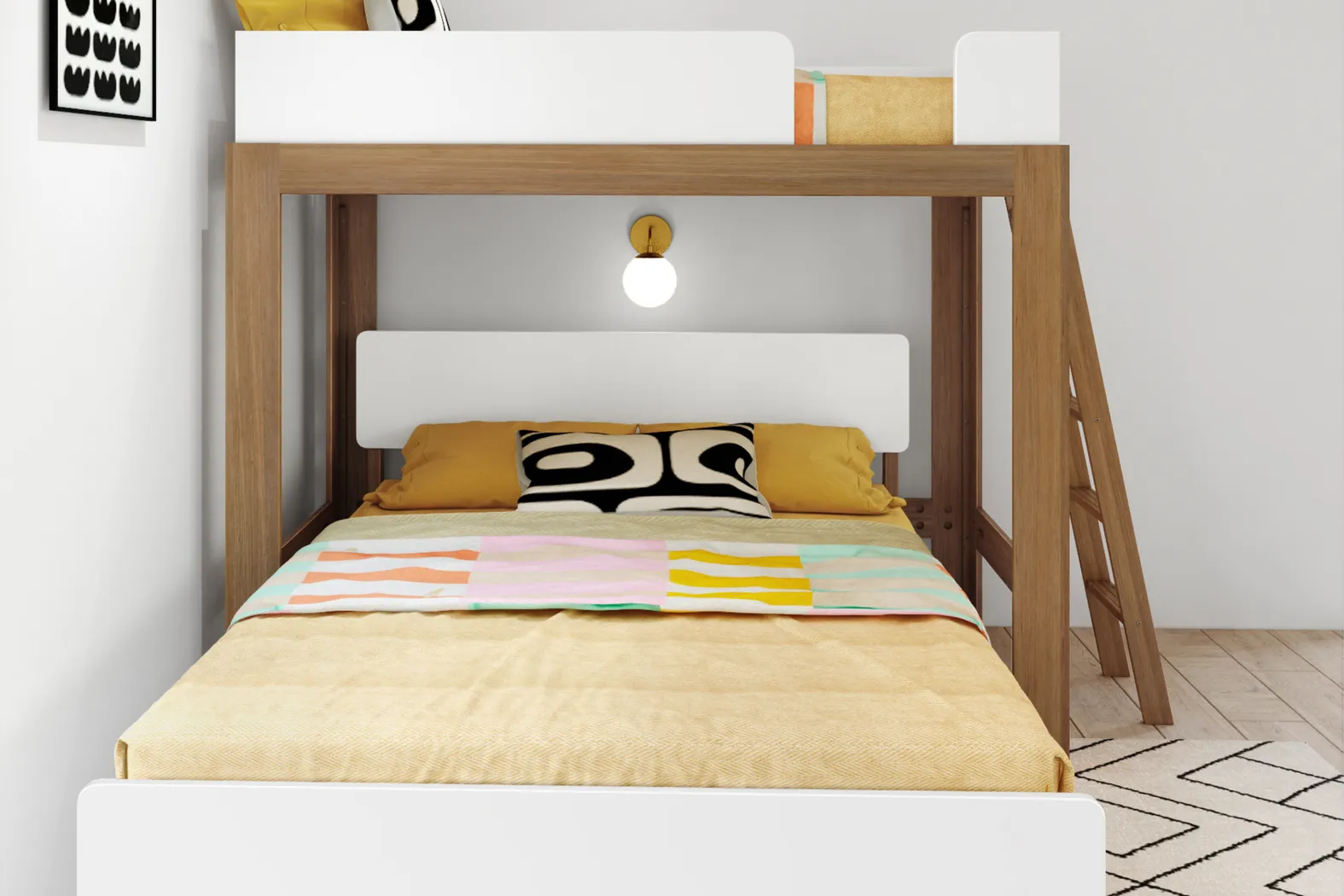 Kids Zuzana III Pecan White Twin/Queen Bunk Bed - Thumbnail - Image 3