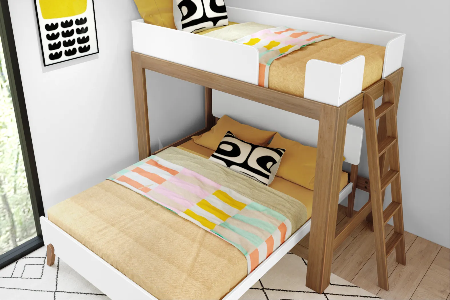 Kids Zuzana III Pecan White Twin/Queen Bunk Bed - Thumbnail - Image 4