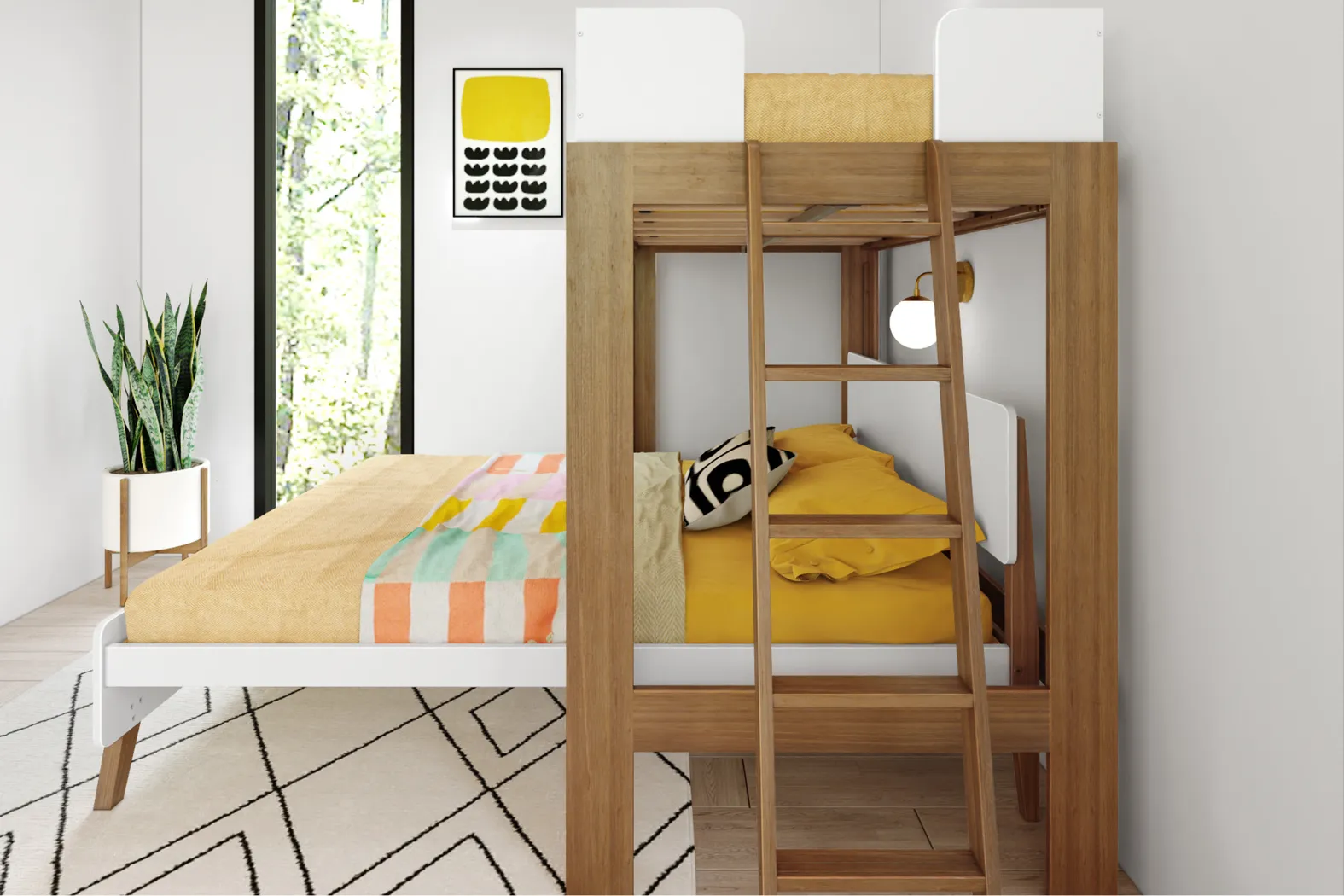 Kids Zuzana III Pecan White Twin/Queen Bunk Bed - Thumbnail - Image 5