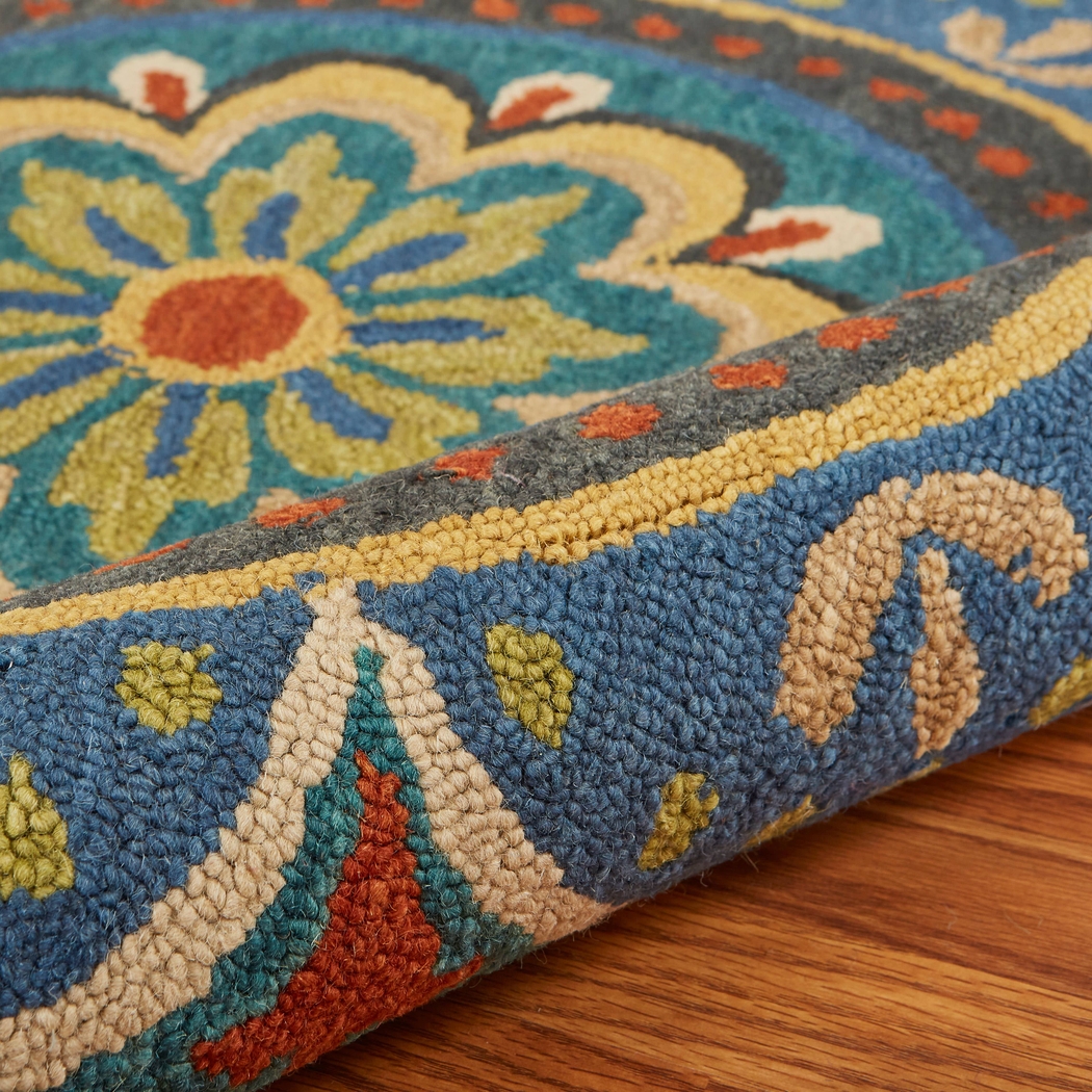 Kifle Teal 4' Round Rug - Thumbnail - Image 6