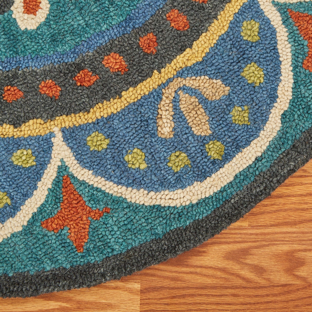 Kifle Teal 4' Round Rug - Thumbnail - Image 7