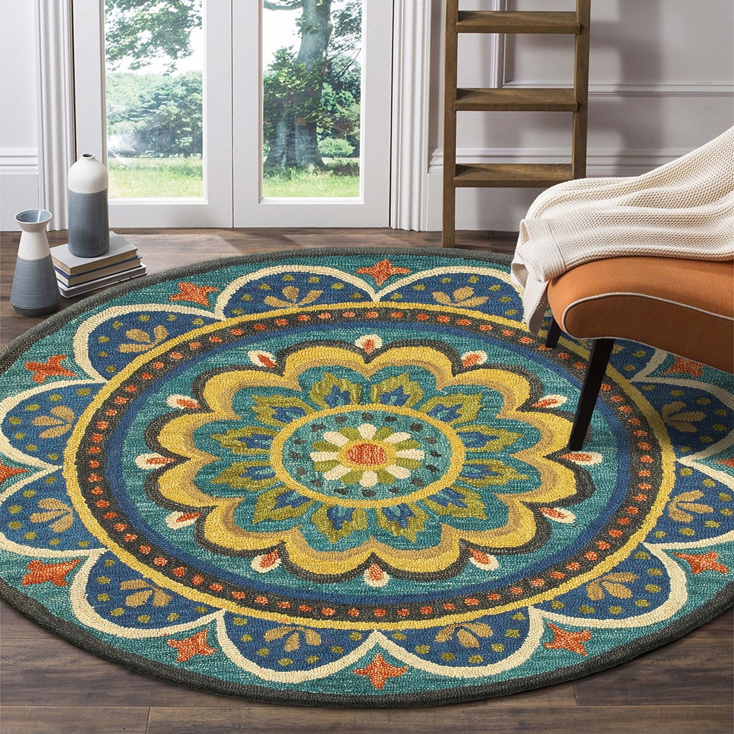Kifle Teal 6' Round Rug - Thumbnail - Image 2