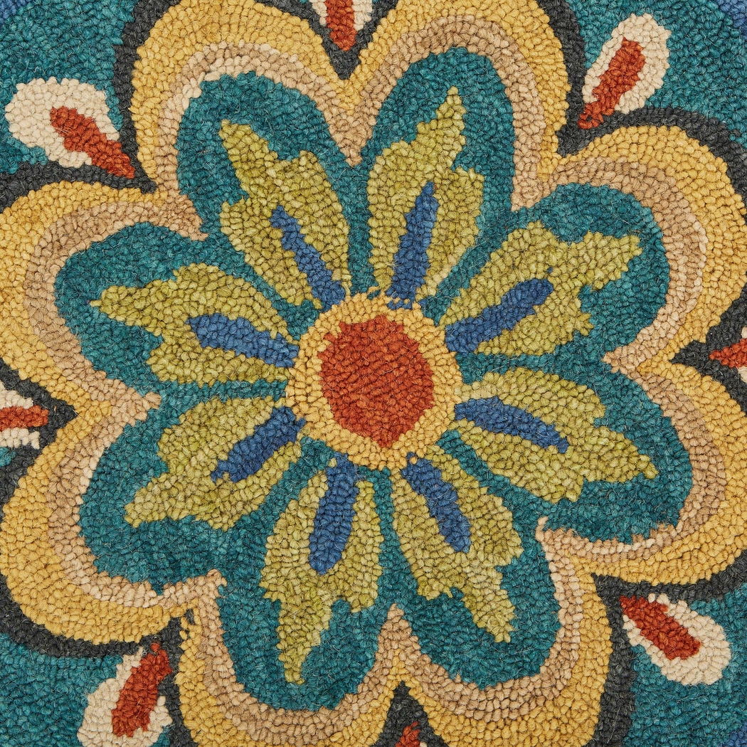 Kifle Teal 6' Round Rug - Thumbnail - Image 3