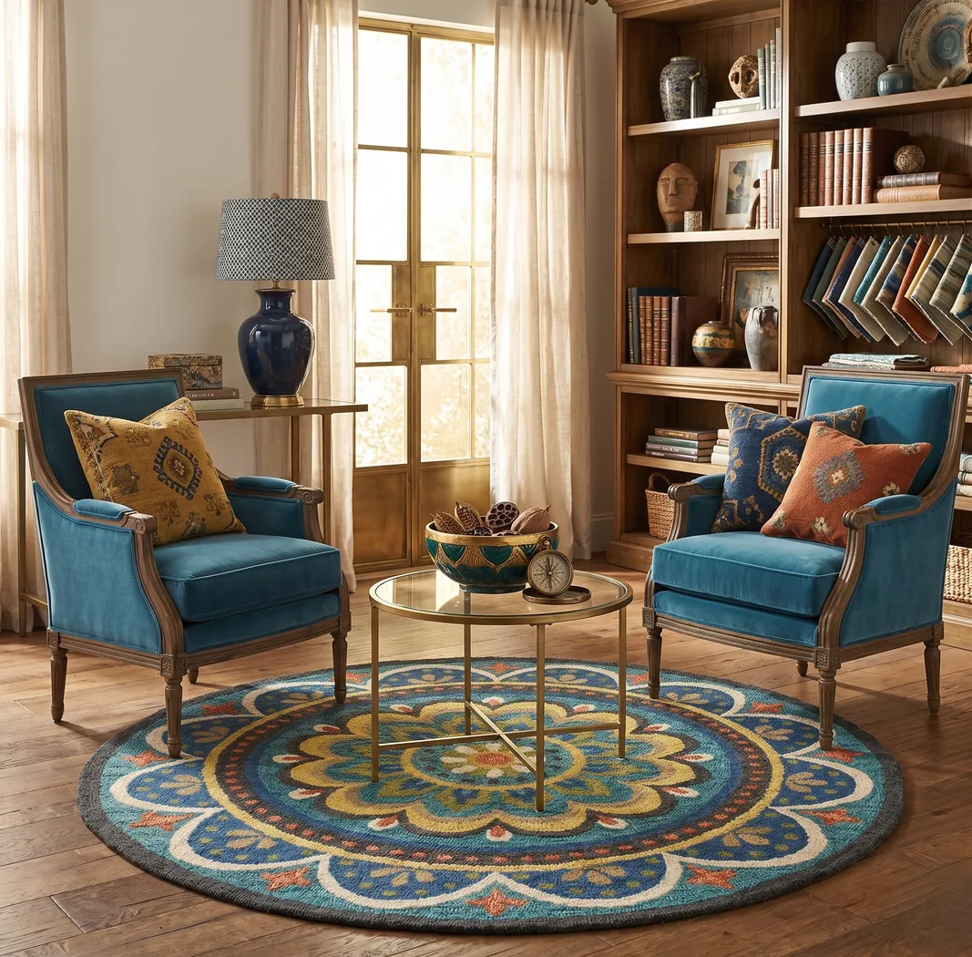Kifle Teal 6' Round Rug - Thumbnail - Image 9