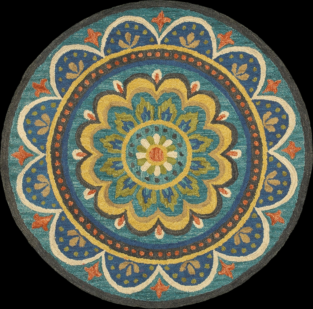 Kifle Teal 6' Round Rug - Thumbnail - Image 1