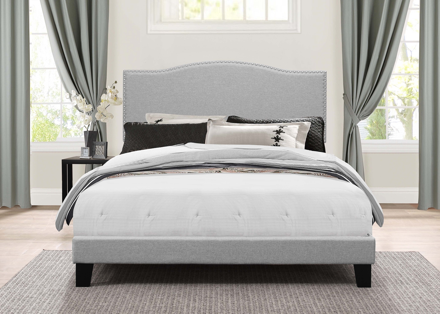 Kiley Gray Queen Upholstered Bed - Thumbnail - Image 2