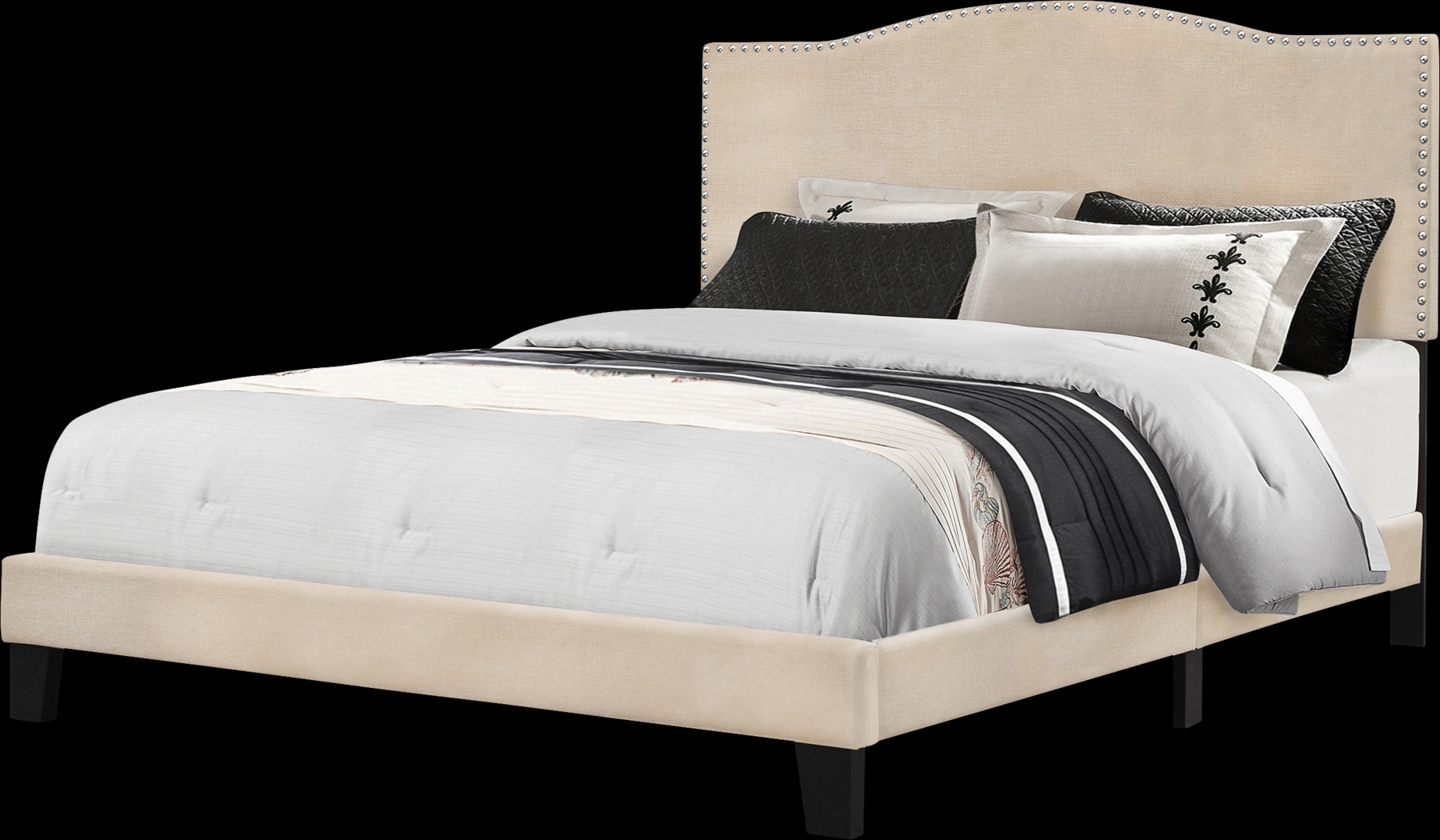 Kiley Linen Queen Upholstered Bed - Thumbnail - Image 1