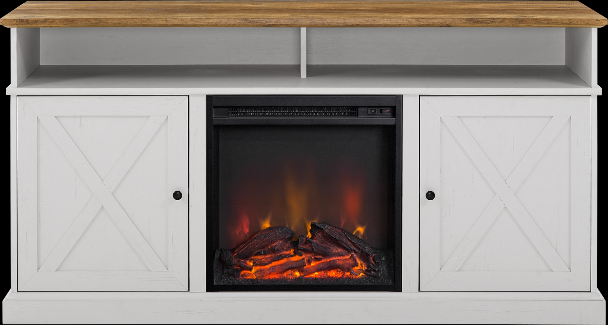 Kilmersdon Barnwood 60 in. Console, With Electric Fireplace - Thumbnail - Image 2