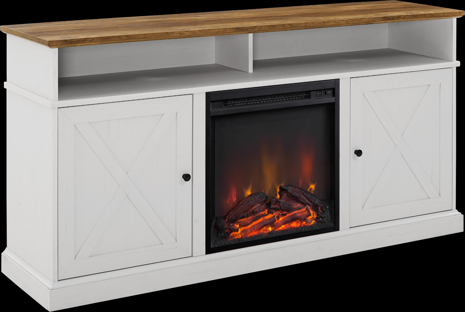 Kilmersdon Barnwood 60 in. Console, With Electric Fireplace - Thumbnail - Image 1