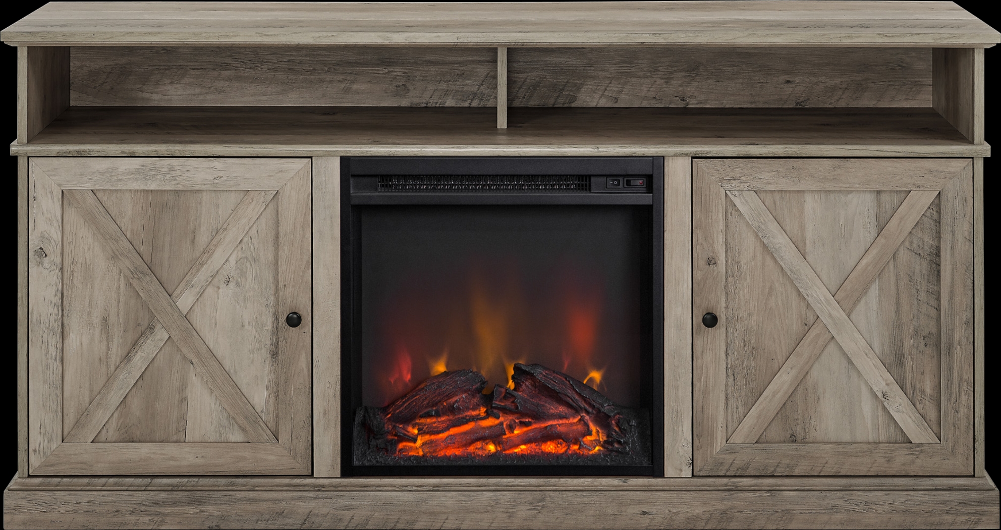 Kilmersdon Gray 60 in. Console, With Electric Fireplace - Thumbnail - Image 2