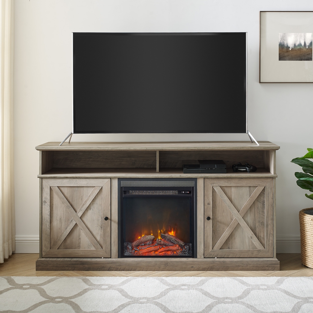 Kilmersdon Gray 60 in. Console, With Electric Fireplace - Thumbnail - Image 4