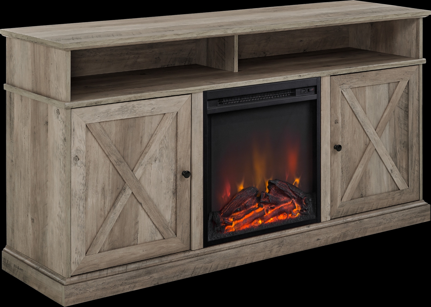 Kilmersdon Gray 60 in. Console, With Electric Fireplace - Thumbnail - Image 1