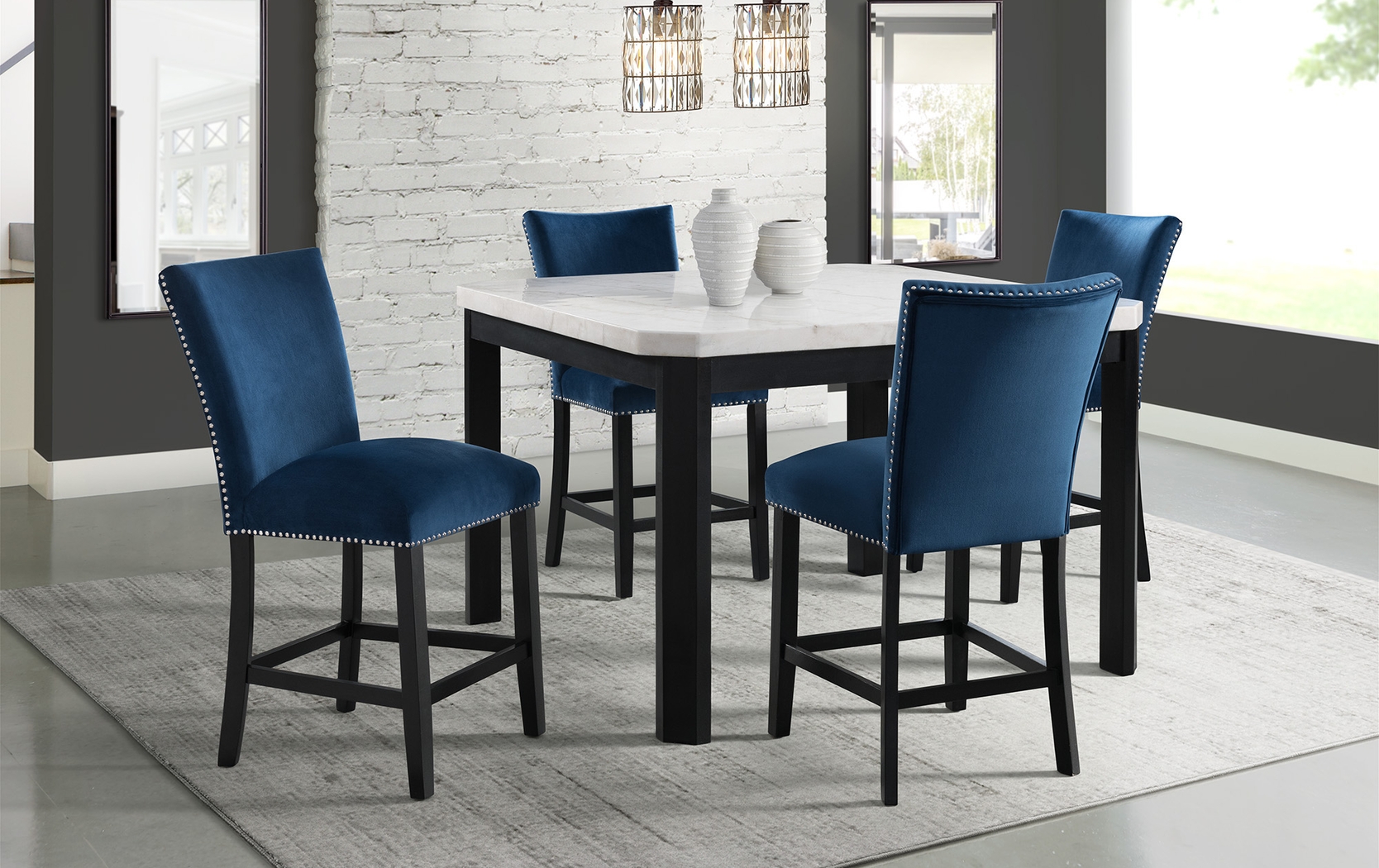Kimlie Blue Counter Height Chair Set - Thumbnail - Image 2