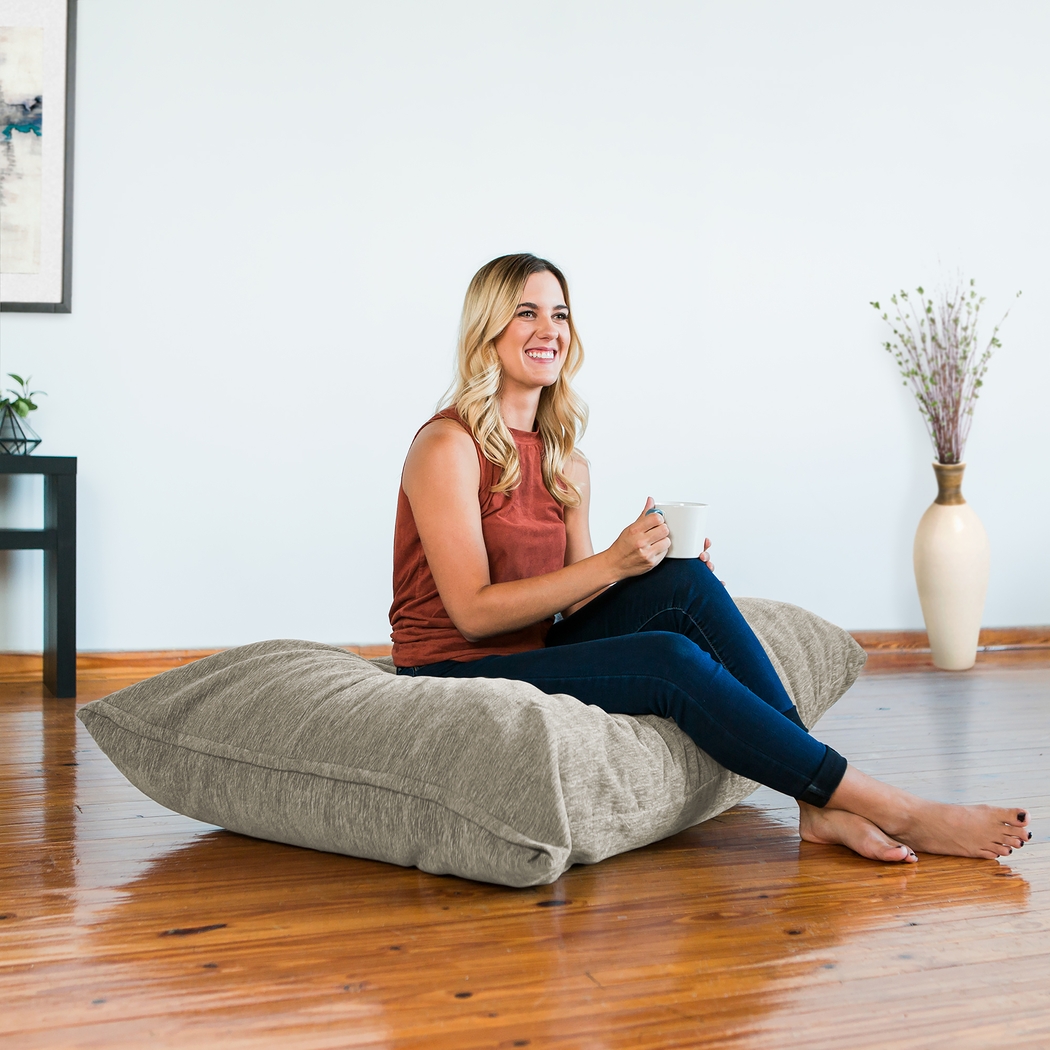 Kids Kimmy Beige Bean Bag Chair and Floor Pillow - Thumbnail - Image 2