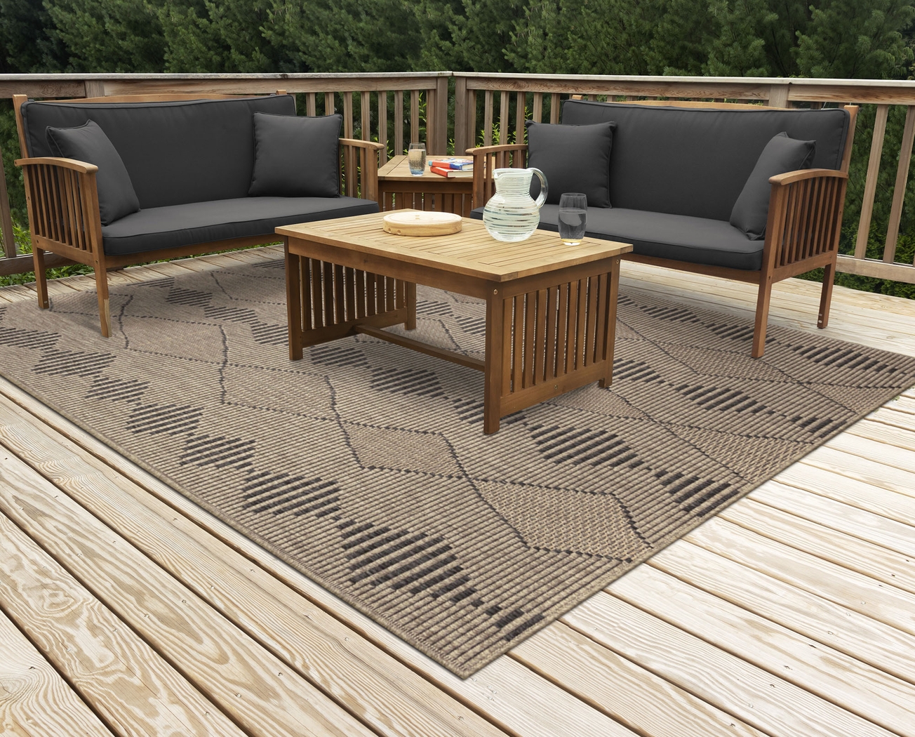 Kinacol Taupe 5'3 x 7'3 Indoor/Outdoor Rug - Thumbnail - Image 2