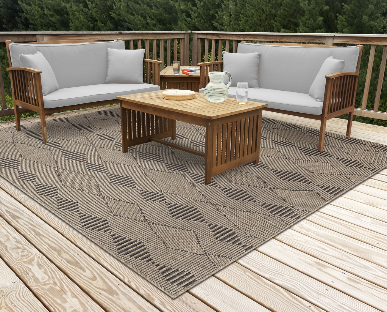 Kinacol Taupe 7'10 Square Indoor/Outdoor Rug - Thumbnail - Image 2