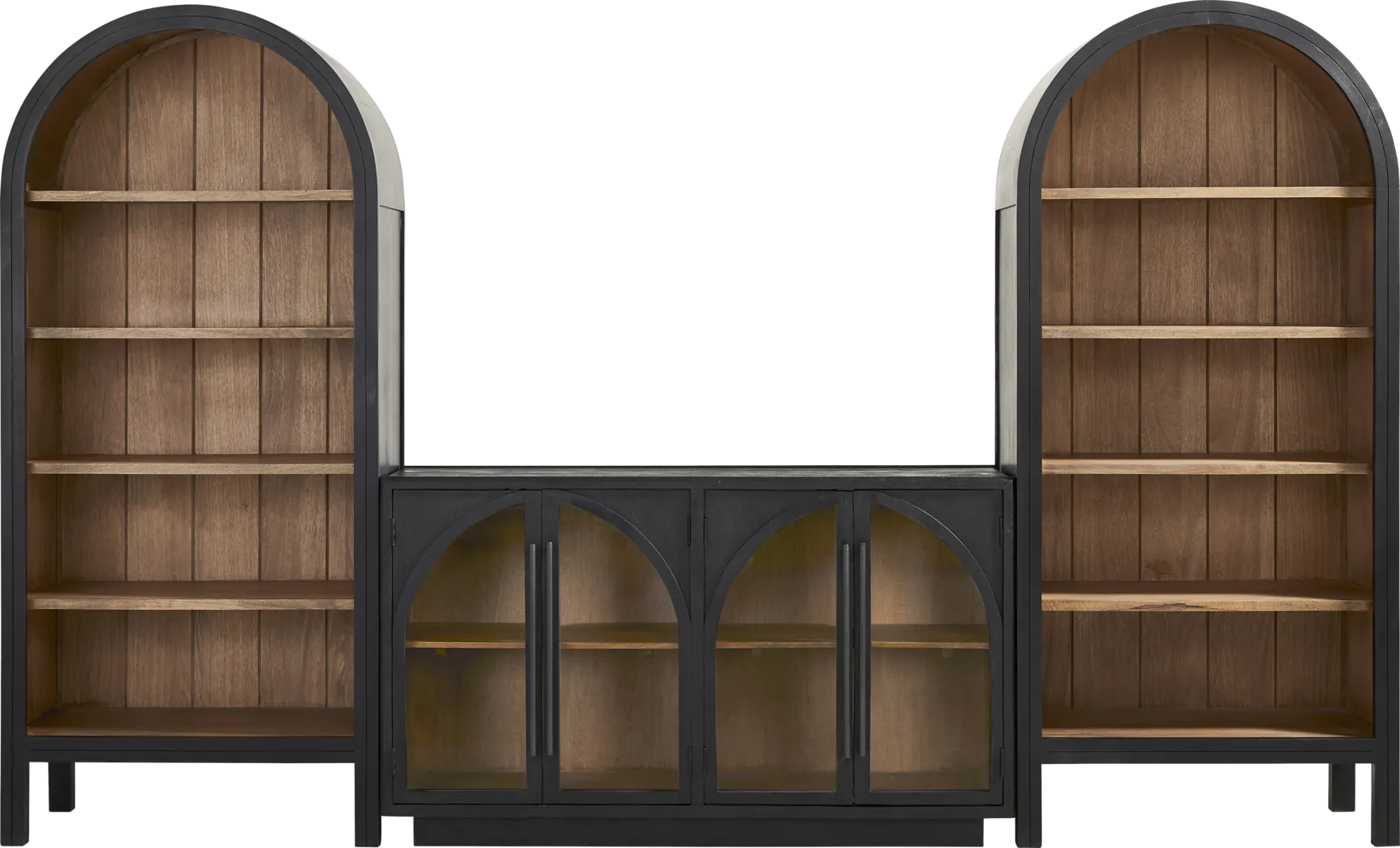 King's Road Black Credenza with Two Display Cabinets - Thumbnail - Image 1