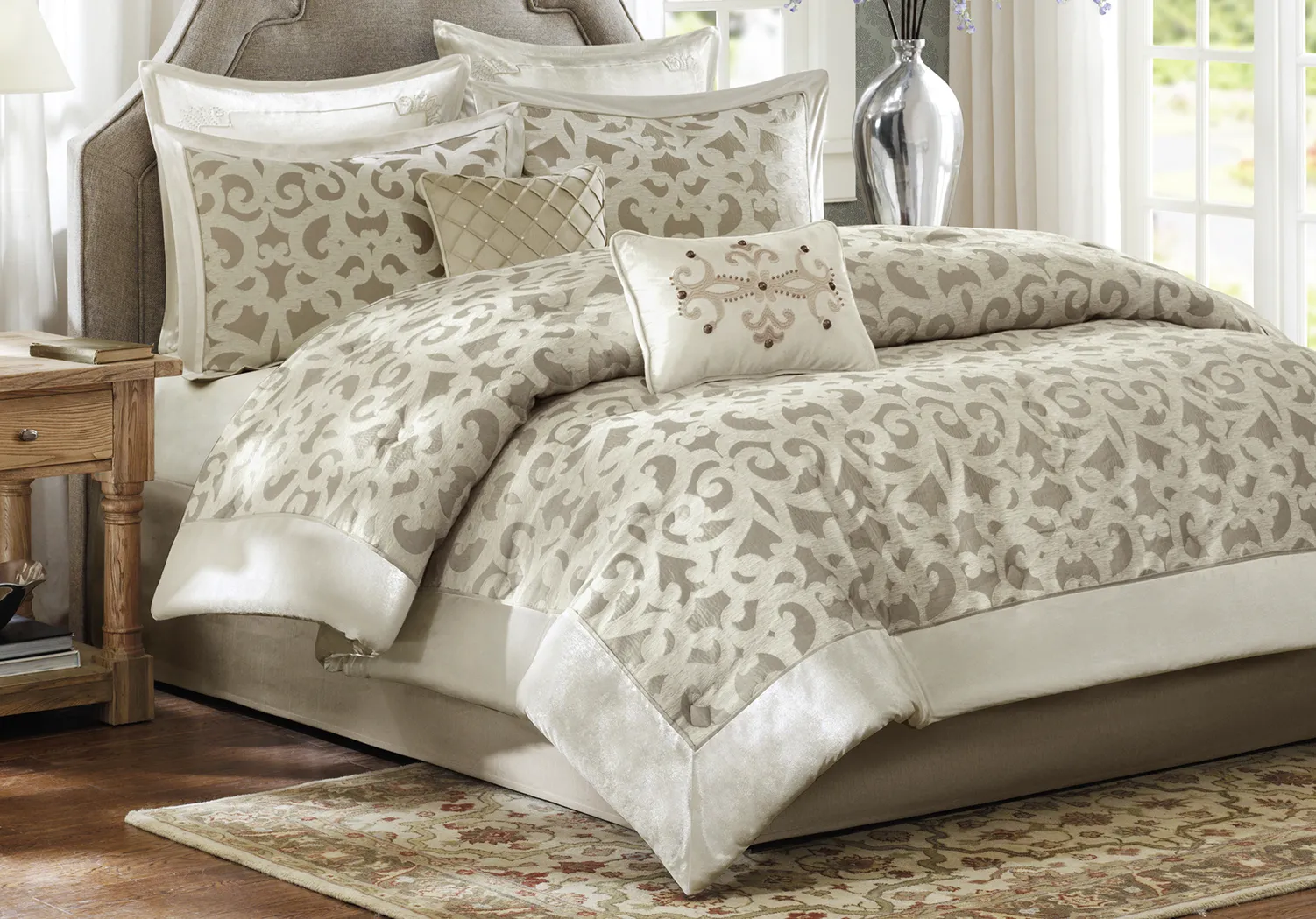 Kingsley Ivory 8 Pc King Comforter Set - Thumbnail - Image 1