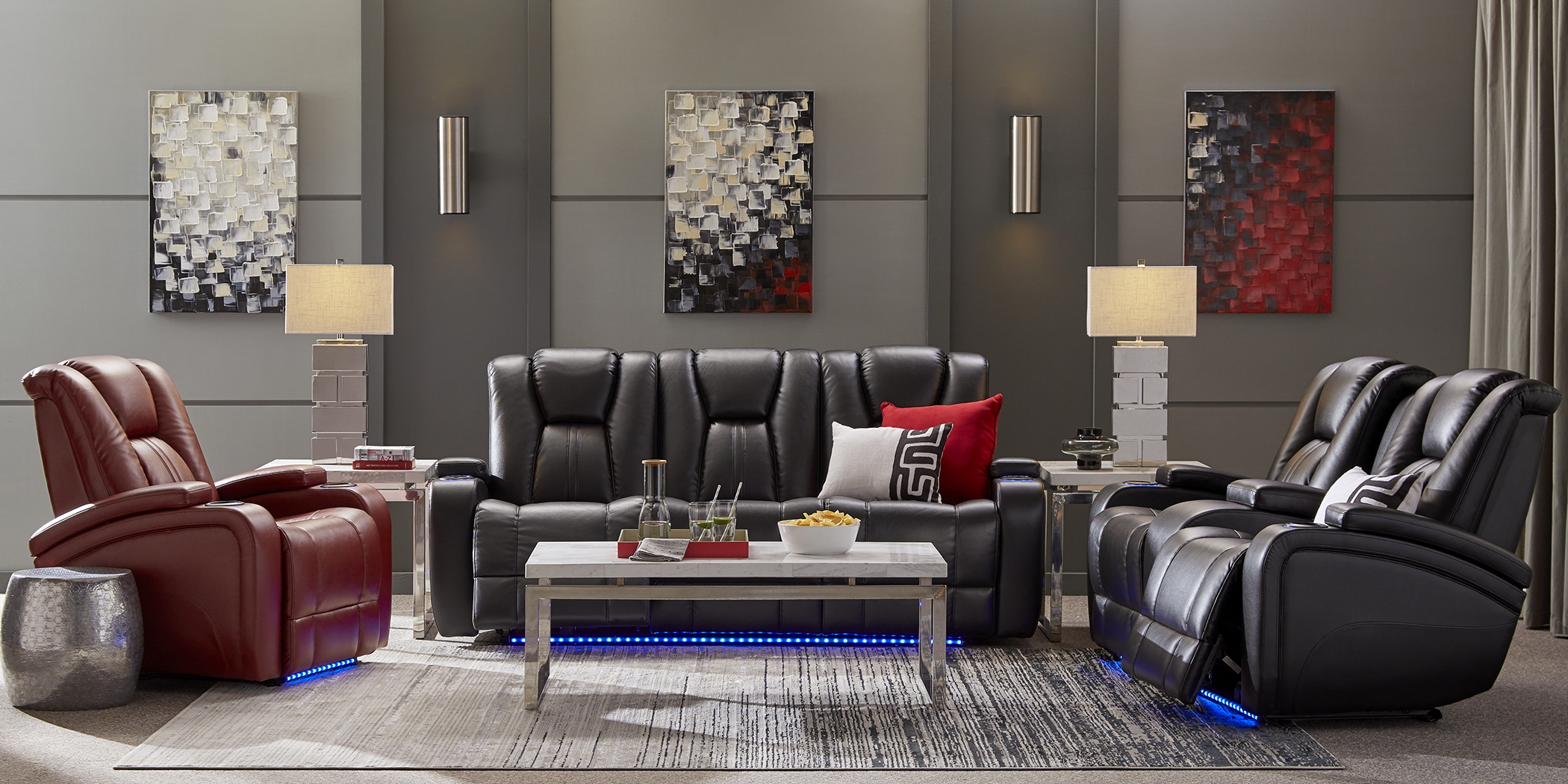 Kingvale Court Black 3 Pc Reclining Living Room - Thumbnail - Image 1