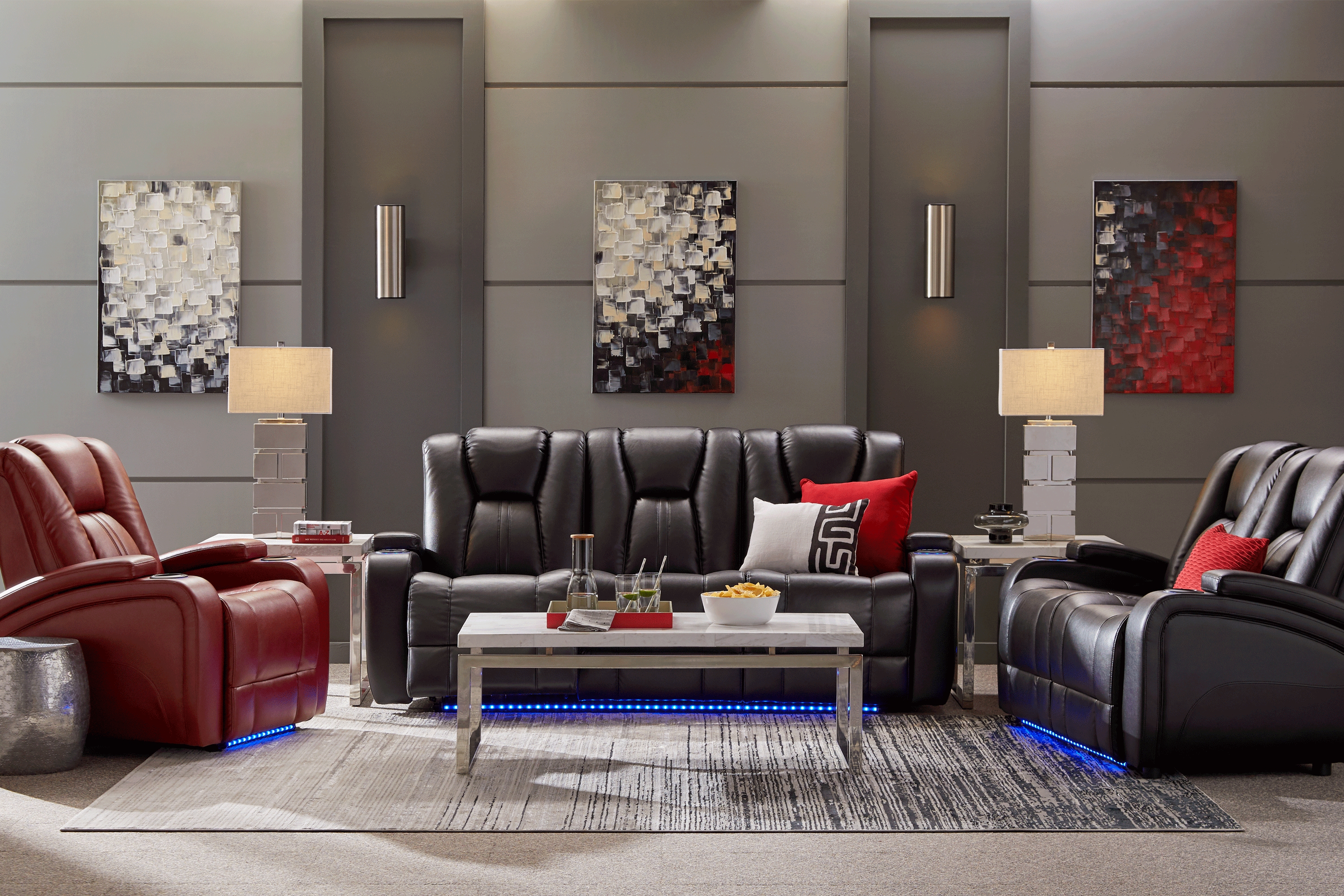 Kingvale Court Black 7 Pc Dual Power Reclining Living Room - Thumbnail - Image 1