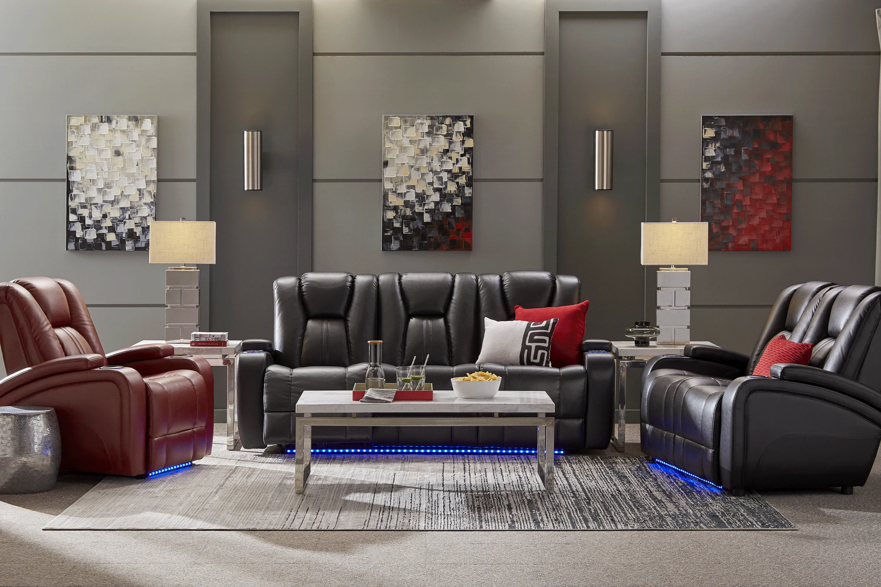 Kingvale Court Black 8 Pc Living Room with Dual Power Reclining Sofa - Thumbnail - Image 1