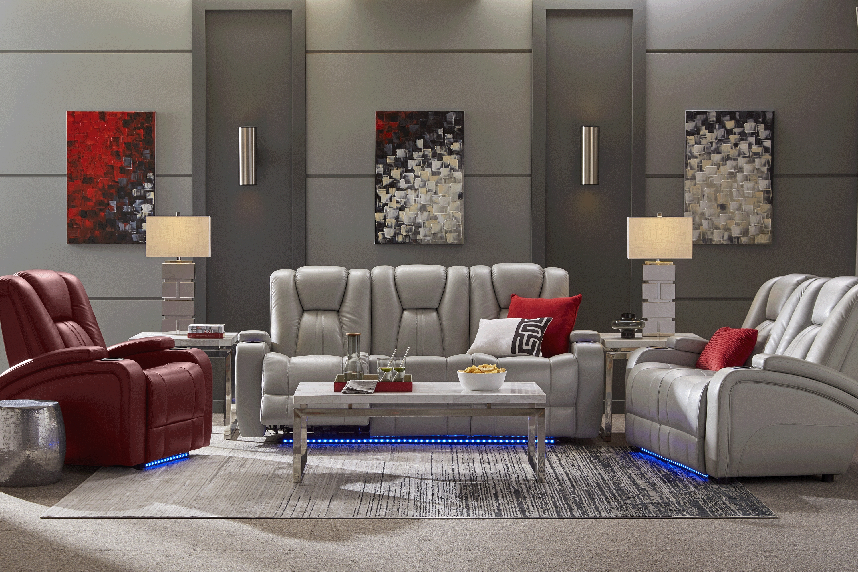 Kingvale Court Platinum 5 Pc Living Room with Dual Power Reclining Sofa - Thumbnail - Image 1