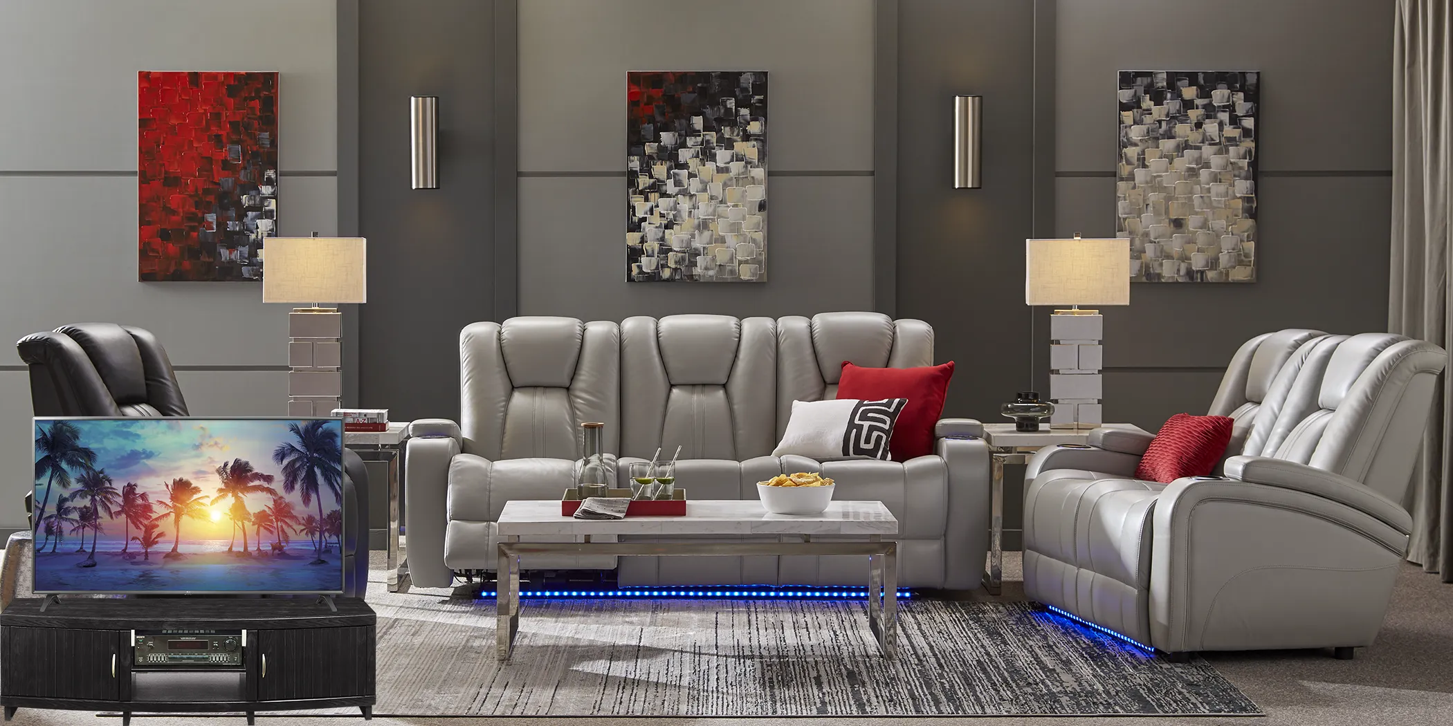 Kingvale Court Platinum 6 Pc Living Room Plus 70 in. TV - Thumbnail - Image 1