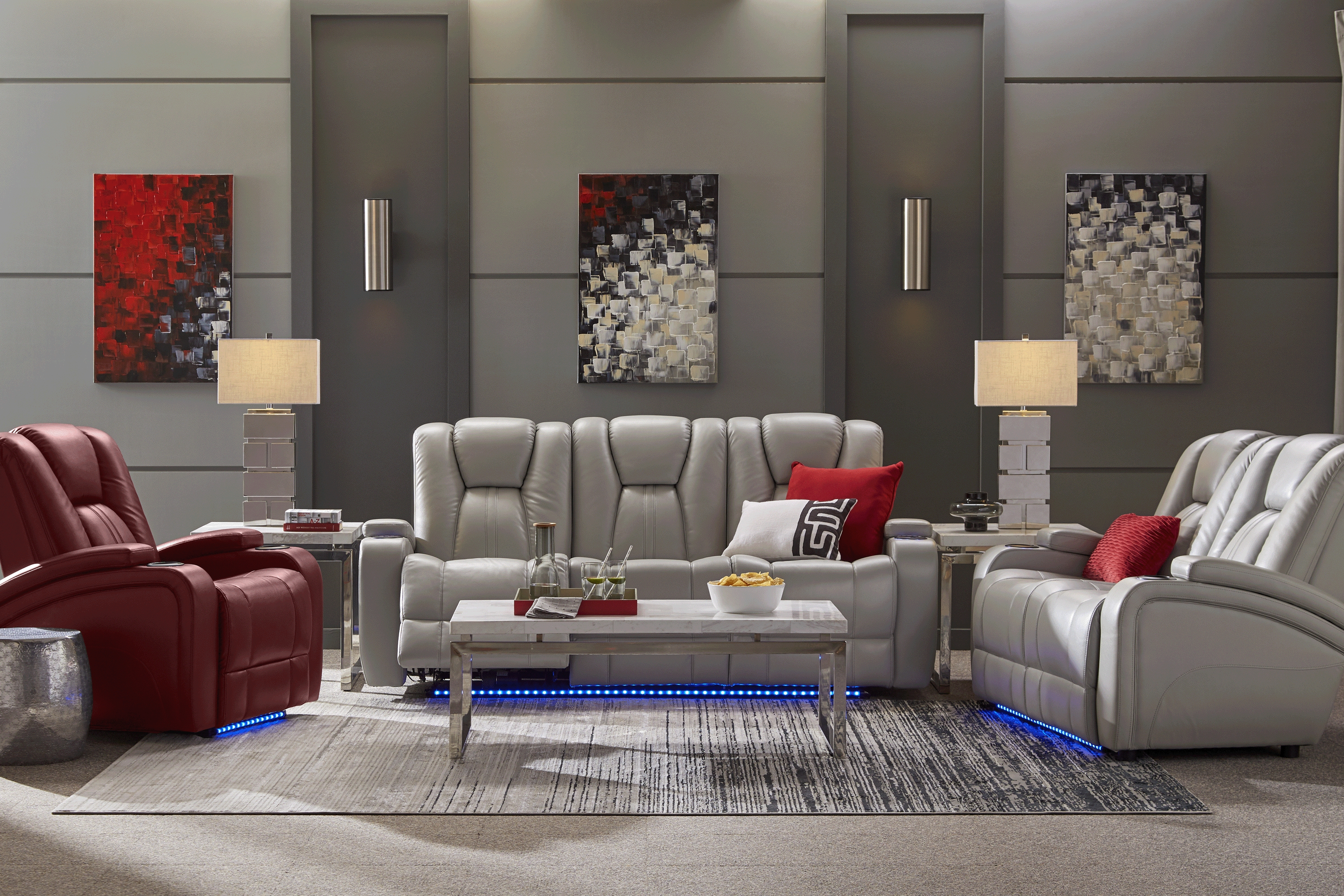 Kingvale Court Platinum 7 Pc Living Room with Dual Power Reclining Sofa - Thumbnail - Image 1