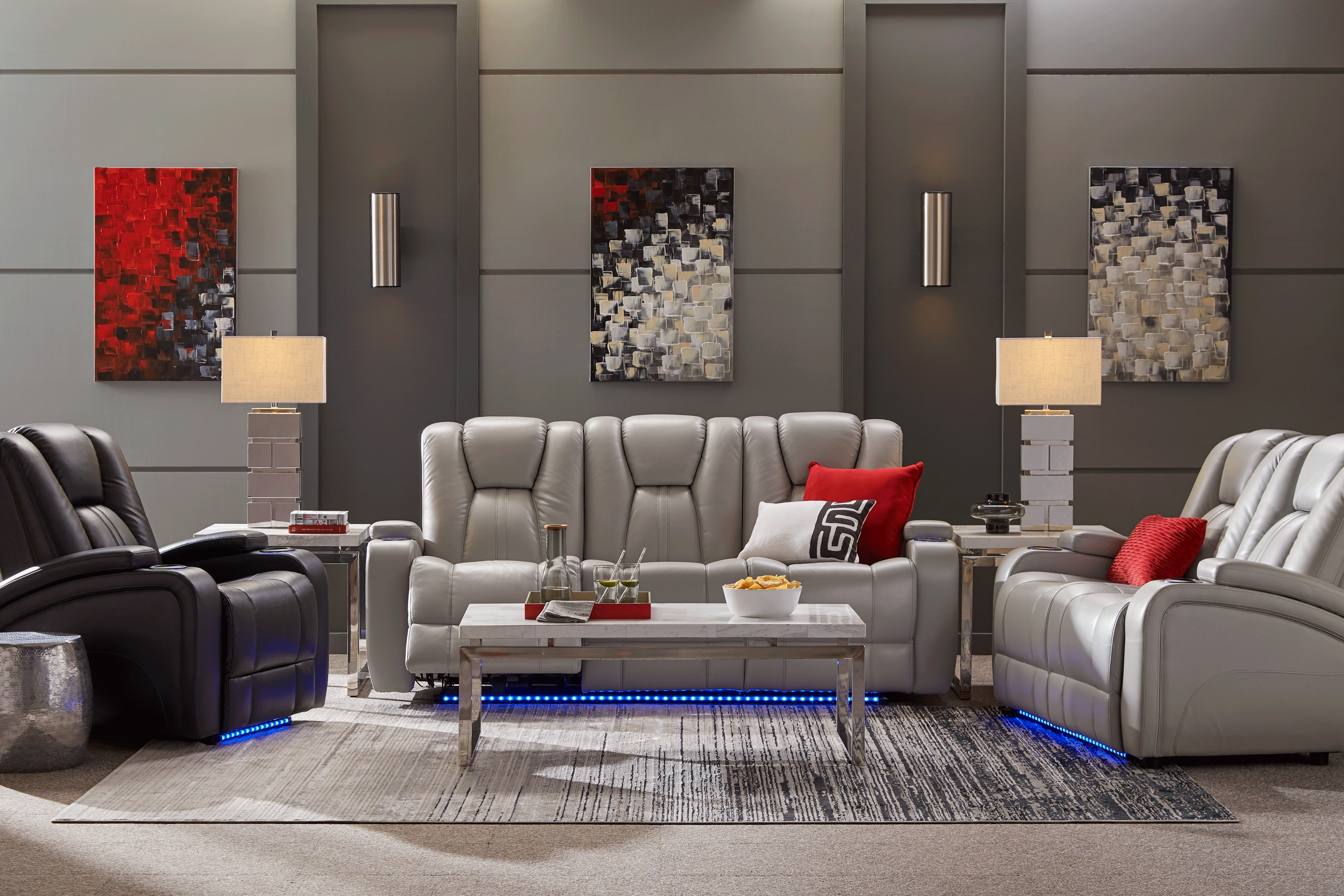 Kingvale Court Platinum 7 Pc Living Room with Dual Power Reclining Sofa - Thumbnail - Image 1