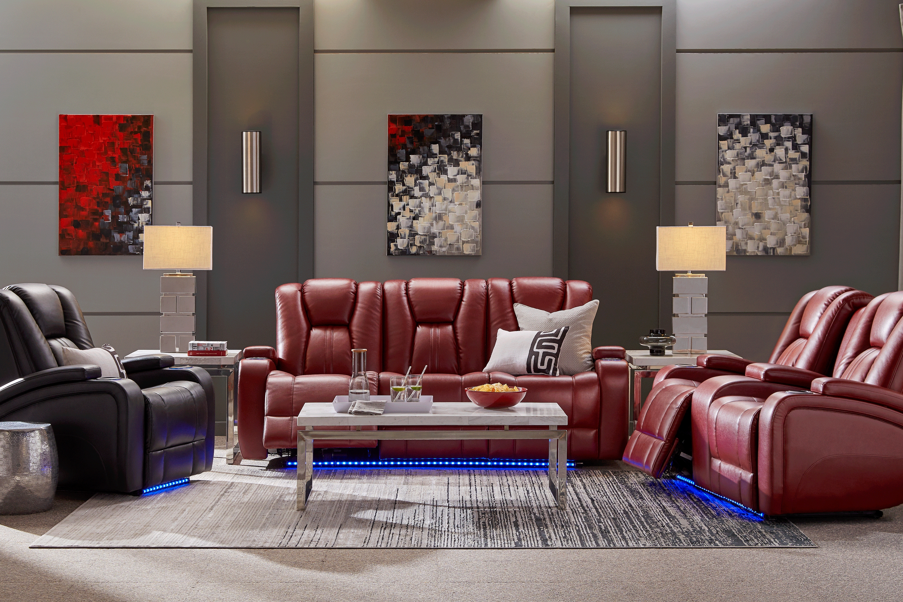 Kingvale Court Red 5 Pc Dual Power Reclining Living Room - Thumbnail - Image 1