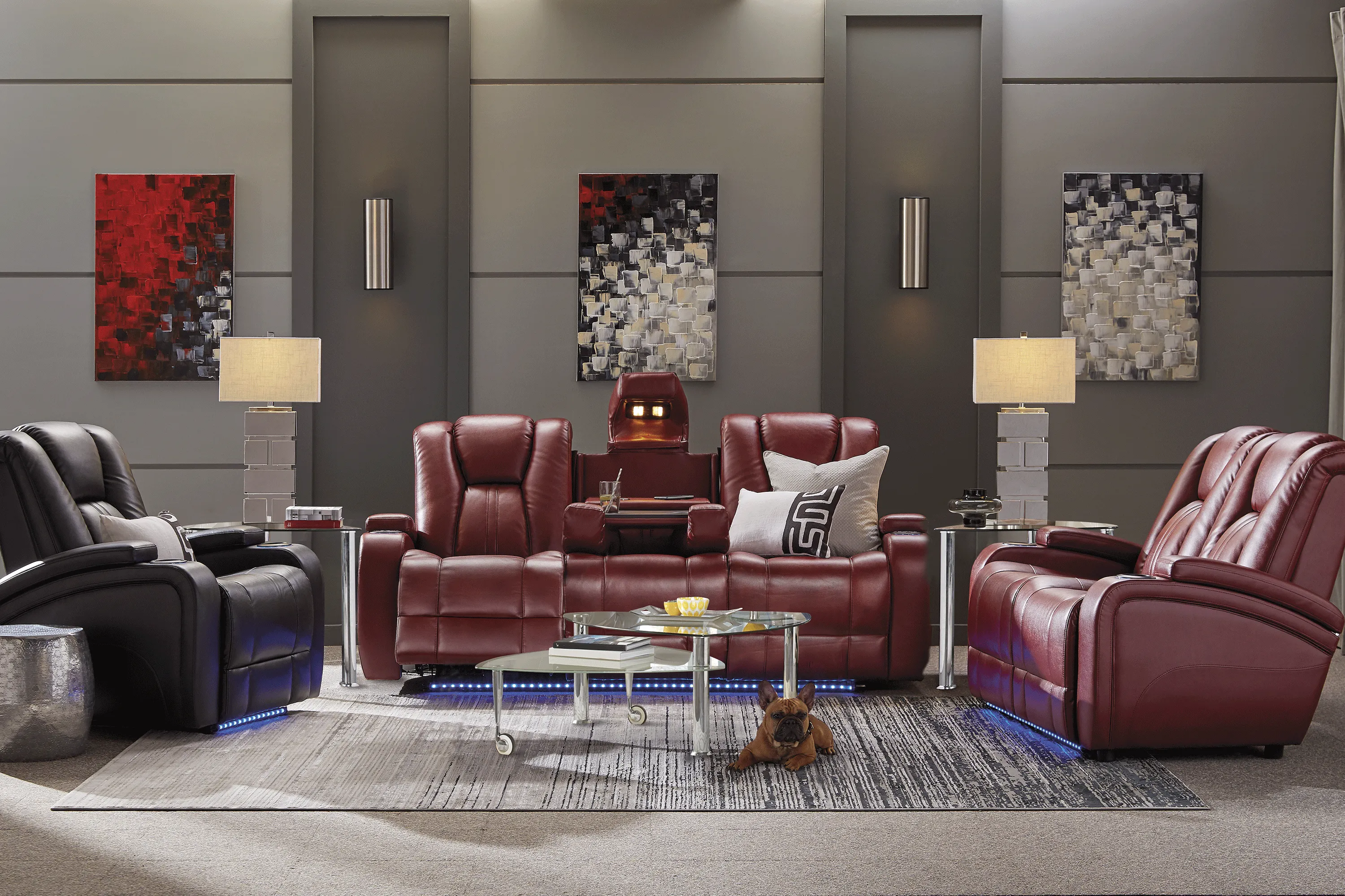 Kingvale Court Red 5 Pc Living Room with Dual Power Reclining Sofa - Thumbnail - Image 1