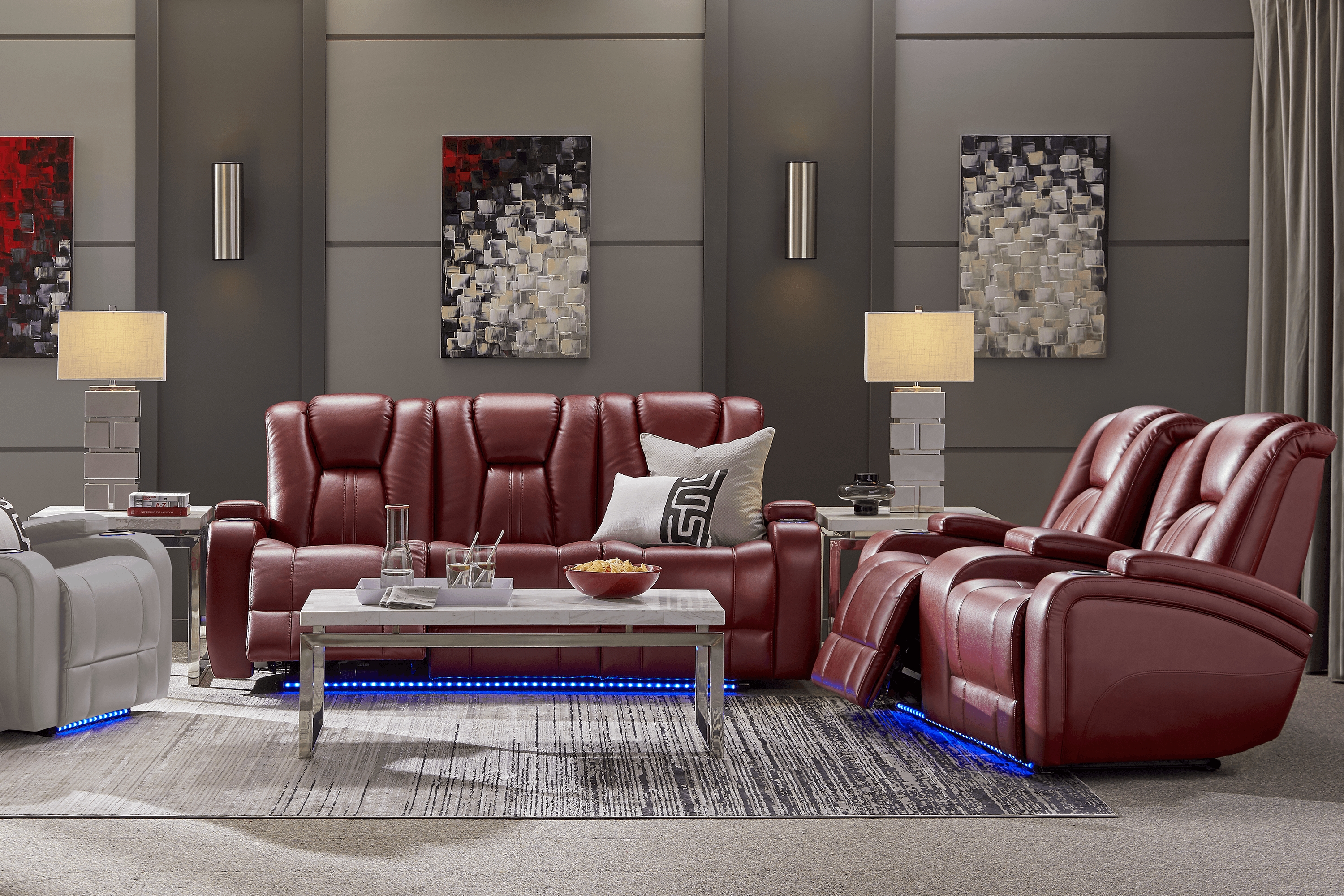 Kingvale Court Red 7 Pc Dual Power Reclining Living Room - Thumbnail - Image 1