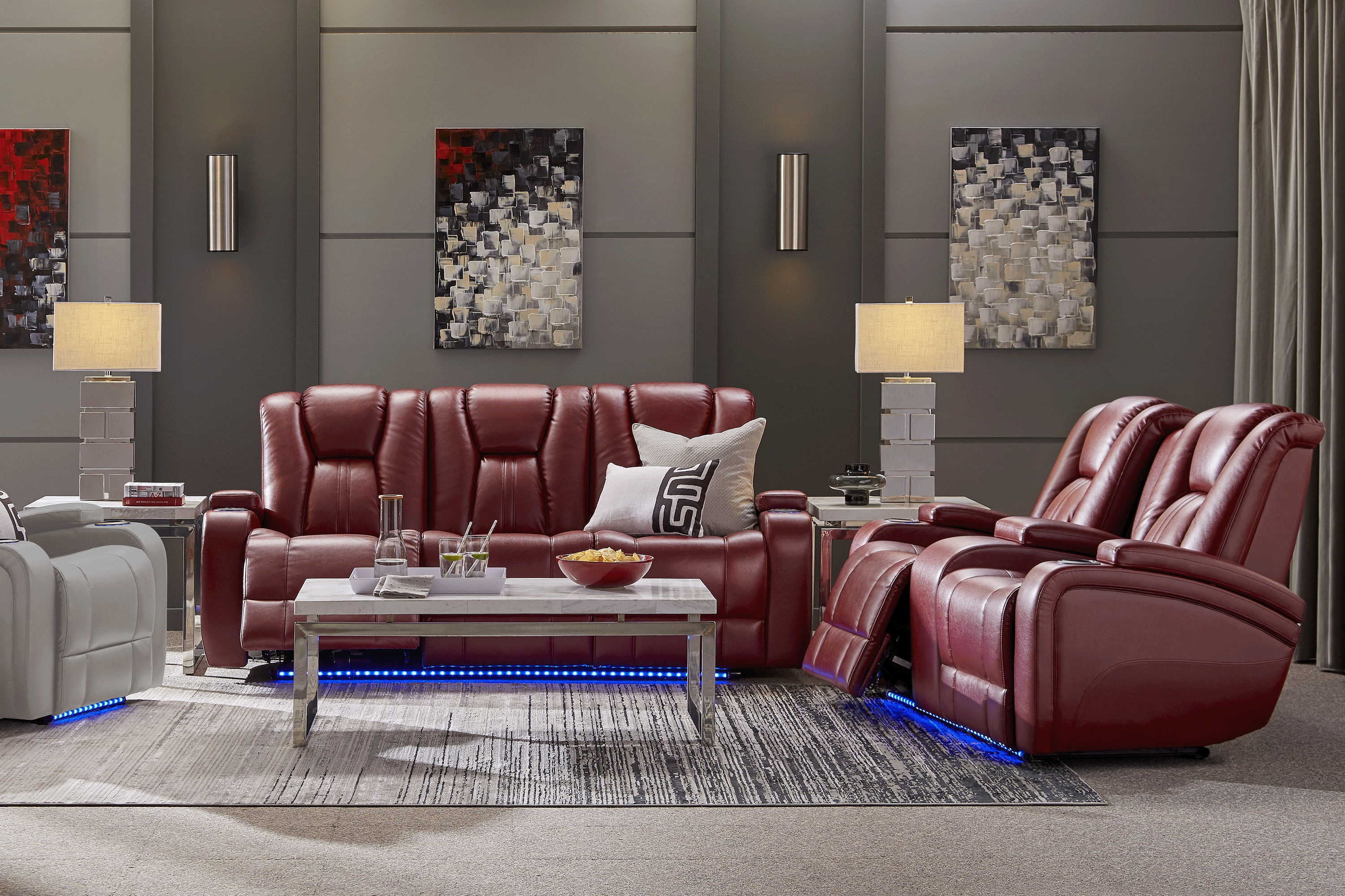 Kingvale Court Red 7 Pc Dual Power Reclining Living Room - Thumbnail - Image 1