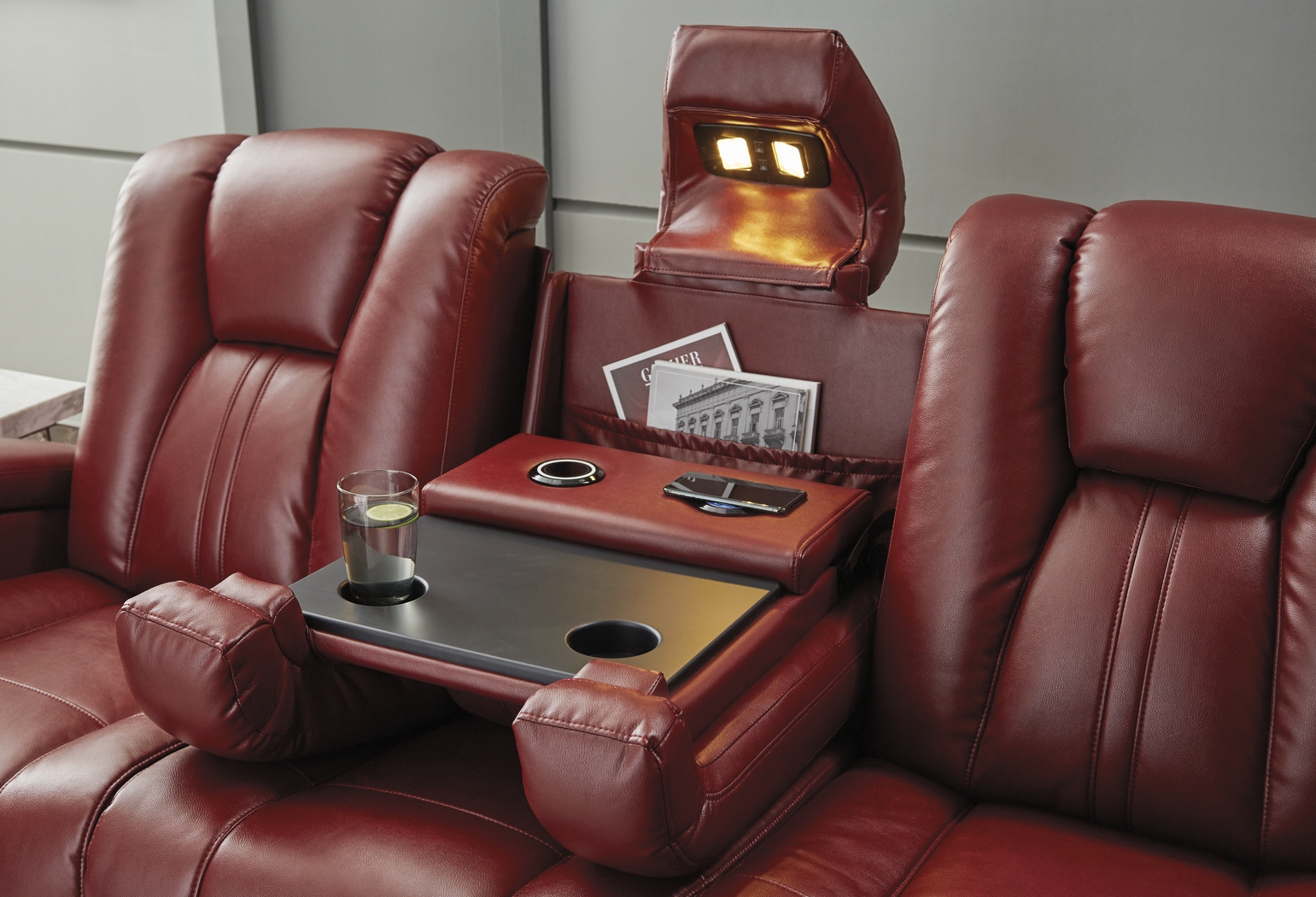 Kingvale Court Red 5 Pc Dual Power Reclining Living Room - Thumbnail - Image 7