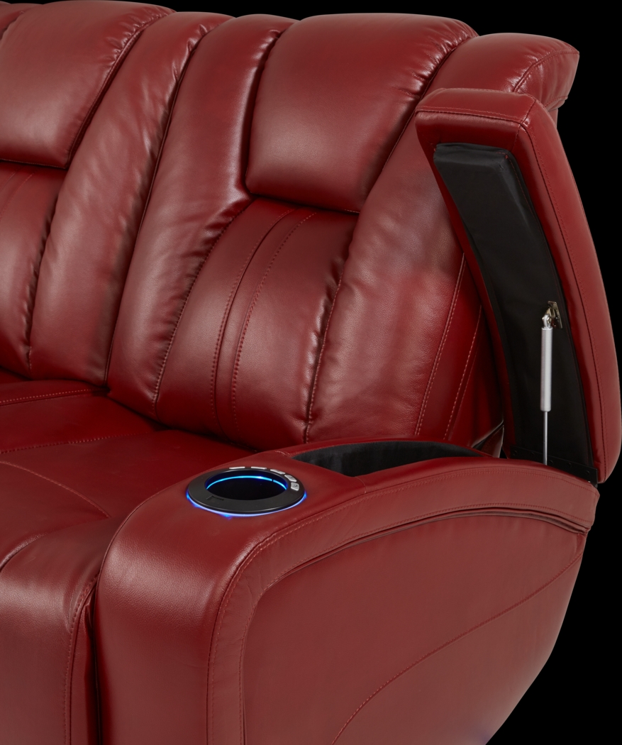 Kingvale Court Red Dual Power Reclining Sofa - Thumbnail - Image 4