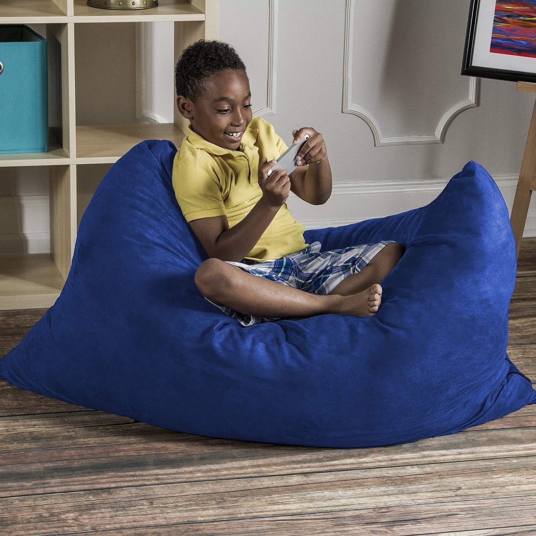 Kids Kiri Blue Small Bean Bag Chair and Floor Pillow - Thumbnail - Image 2