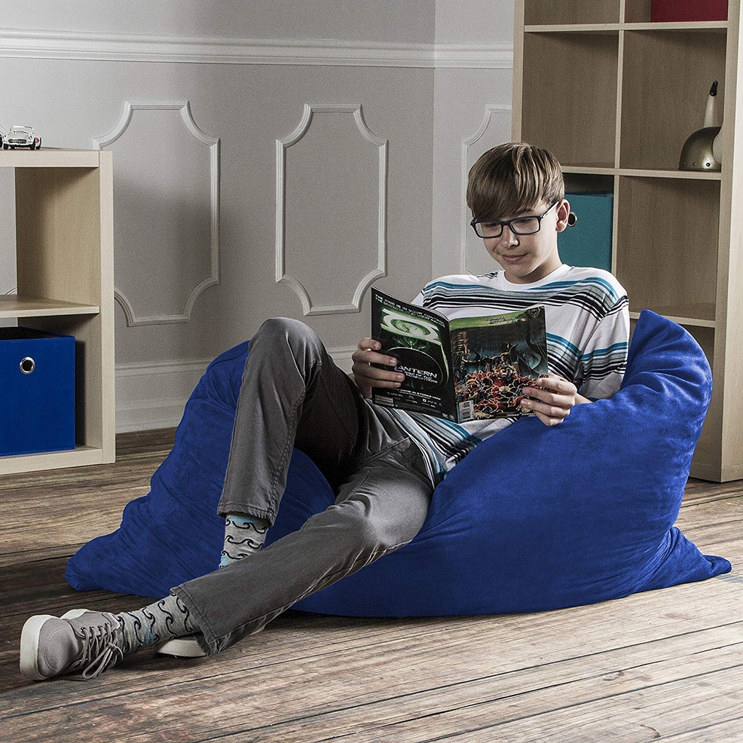 Kids Kiri Blue Small Bean Bag Chair and Floor Pillow - Thumbnail - Image 5