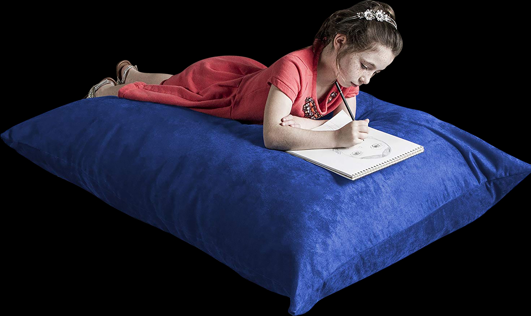 Kids Kiri Blue Small Bean Bag Chair and Floor Pillow - Thumbnail - Image 1