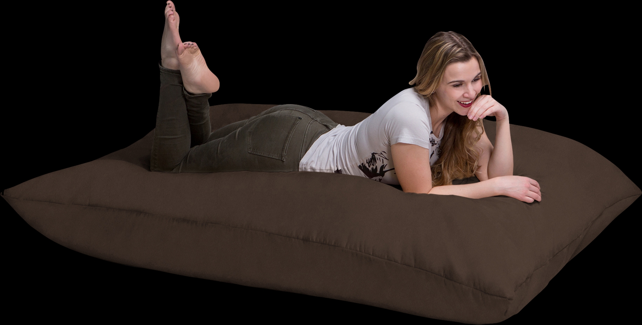 Kids Kiri Brown Large Bean Bag and Floor Pillow - Thumbnail - Image 1