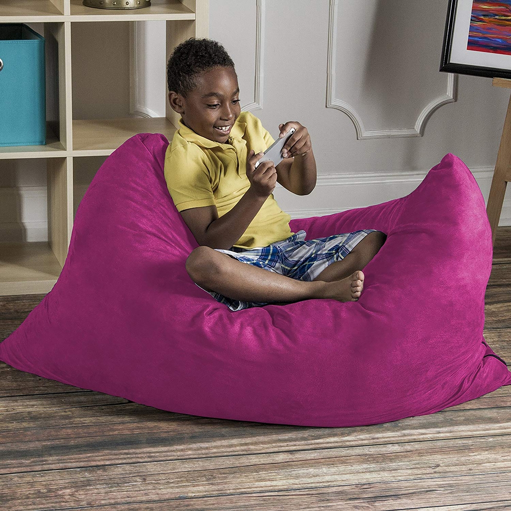 Kids Kiri Fuchsia Small Bean Bag Chair and Floor Pillow - Thumbnail - Image 2