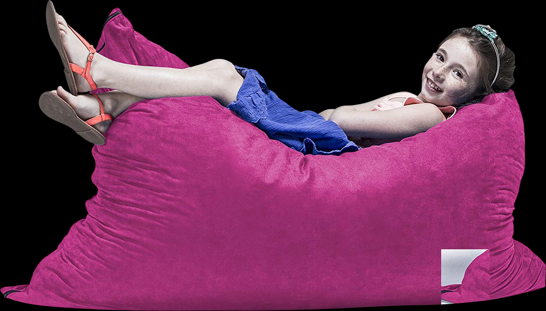 Kids Kiri Fuchsia Small Bean Bag Chair and Floor Pillow - Thumbnail - Image 4