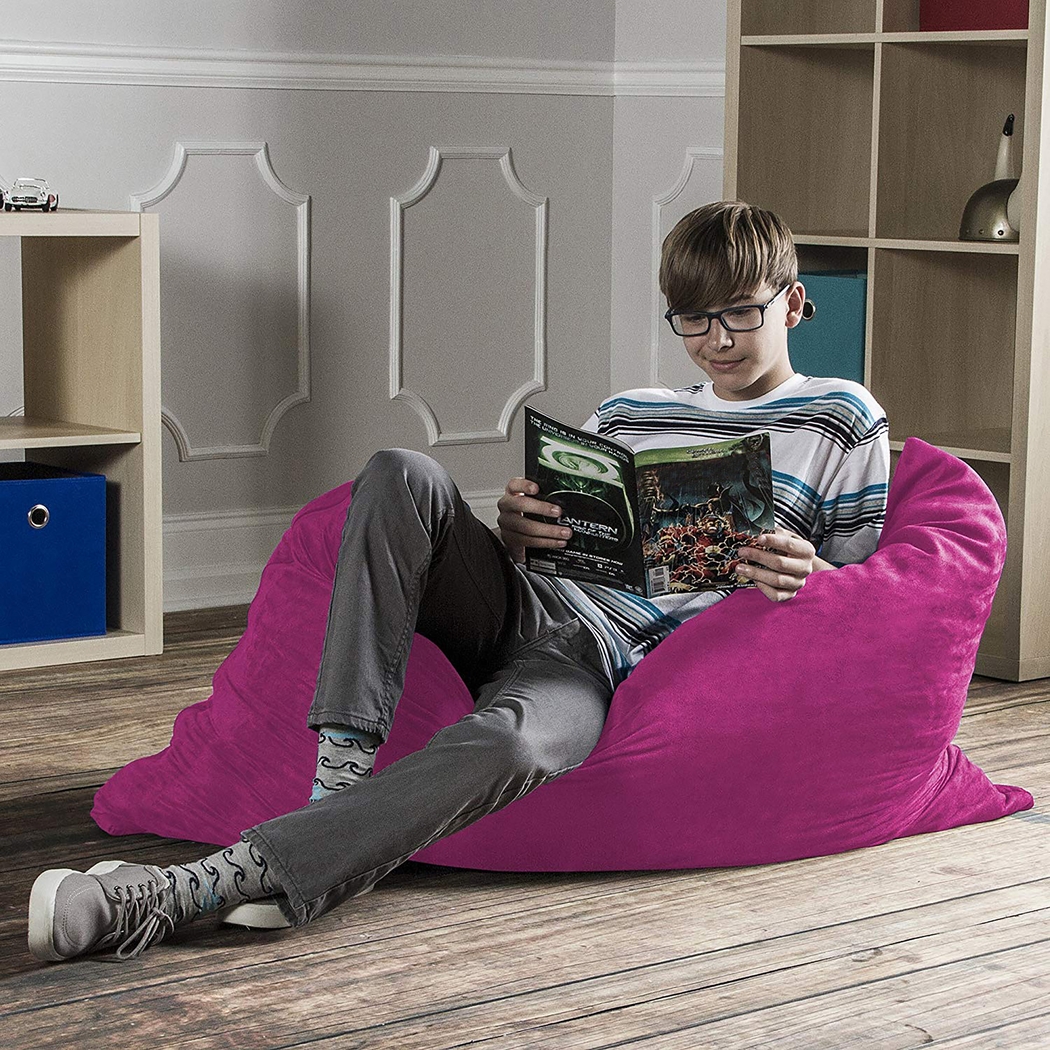 Kids Kiri Fuchsia Small Bean Bag Chair and Floor Pillow - Thumbnail - Image 5