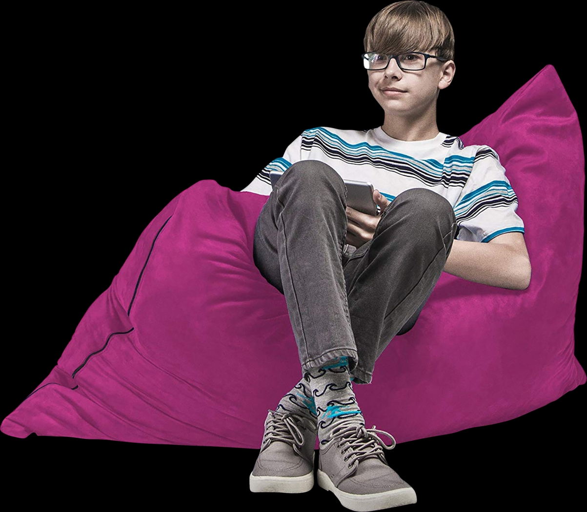 Kids Kiri Fuchsia Small Bean Bag Chair and Floor Pillow - Thumbnail - Image 6