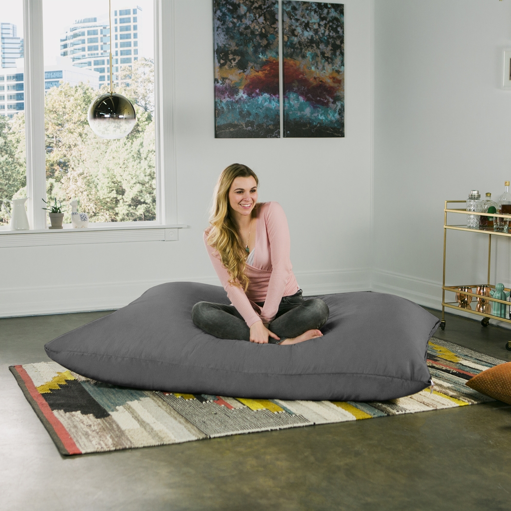 Kids Kiri Gray Large Bean Bag and Floor Pillow - Thumbnail - Image 2