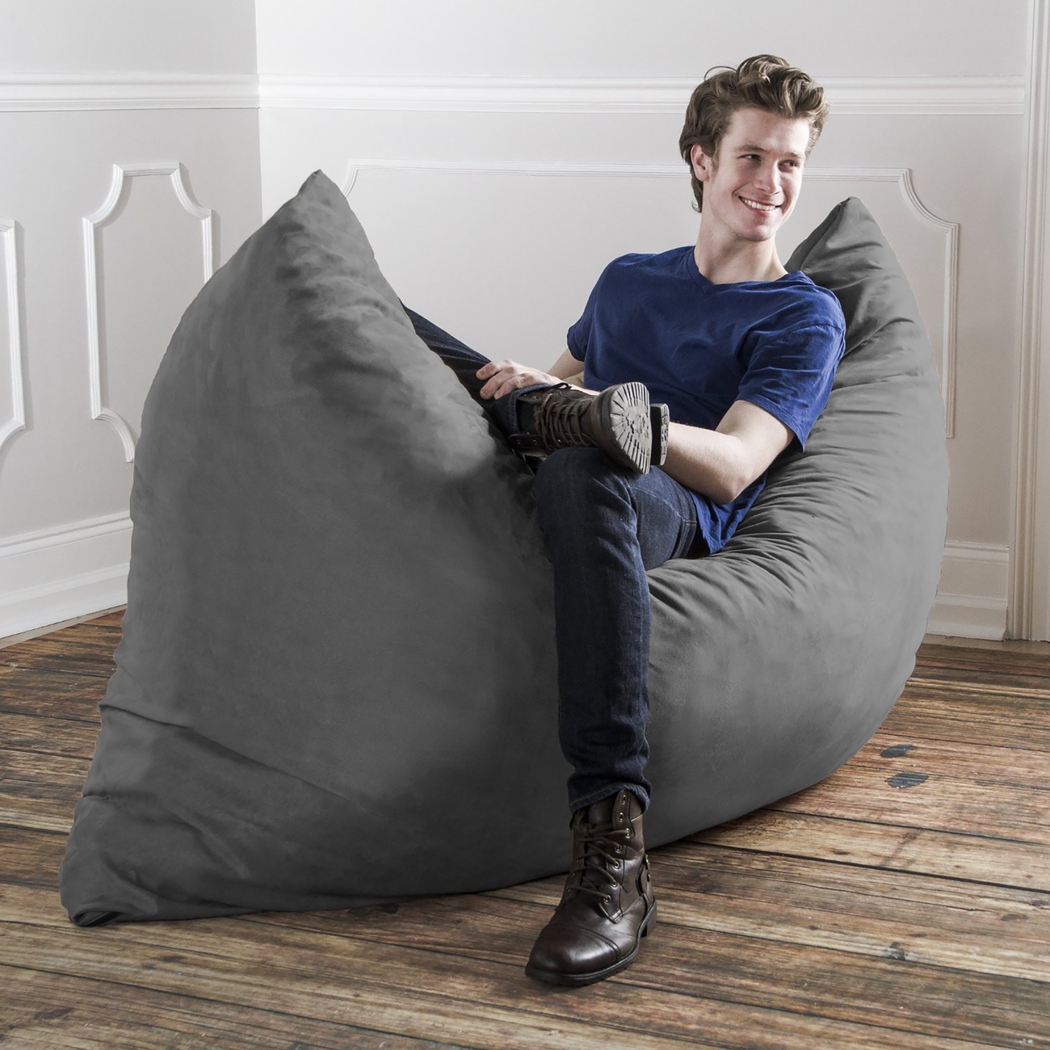 Kids Kiri Gray Large Bean Bag and Floor Pillow - Thumbnail - Image 3