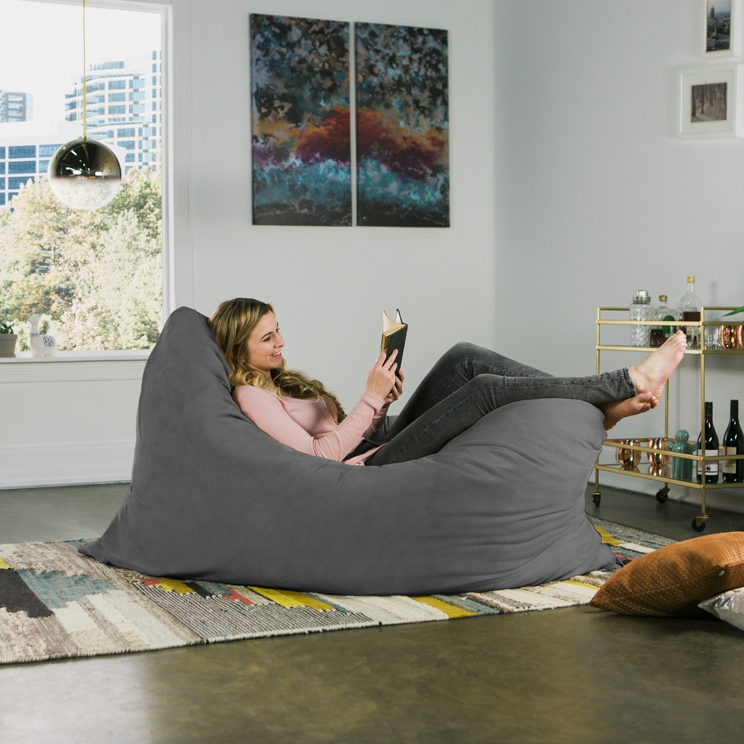 Kids Kiri Gray Large Bean Bag and Floor Pillow - Thumbnail - Image 4