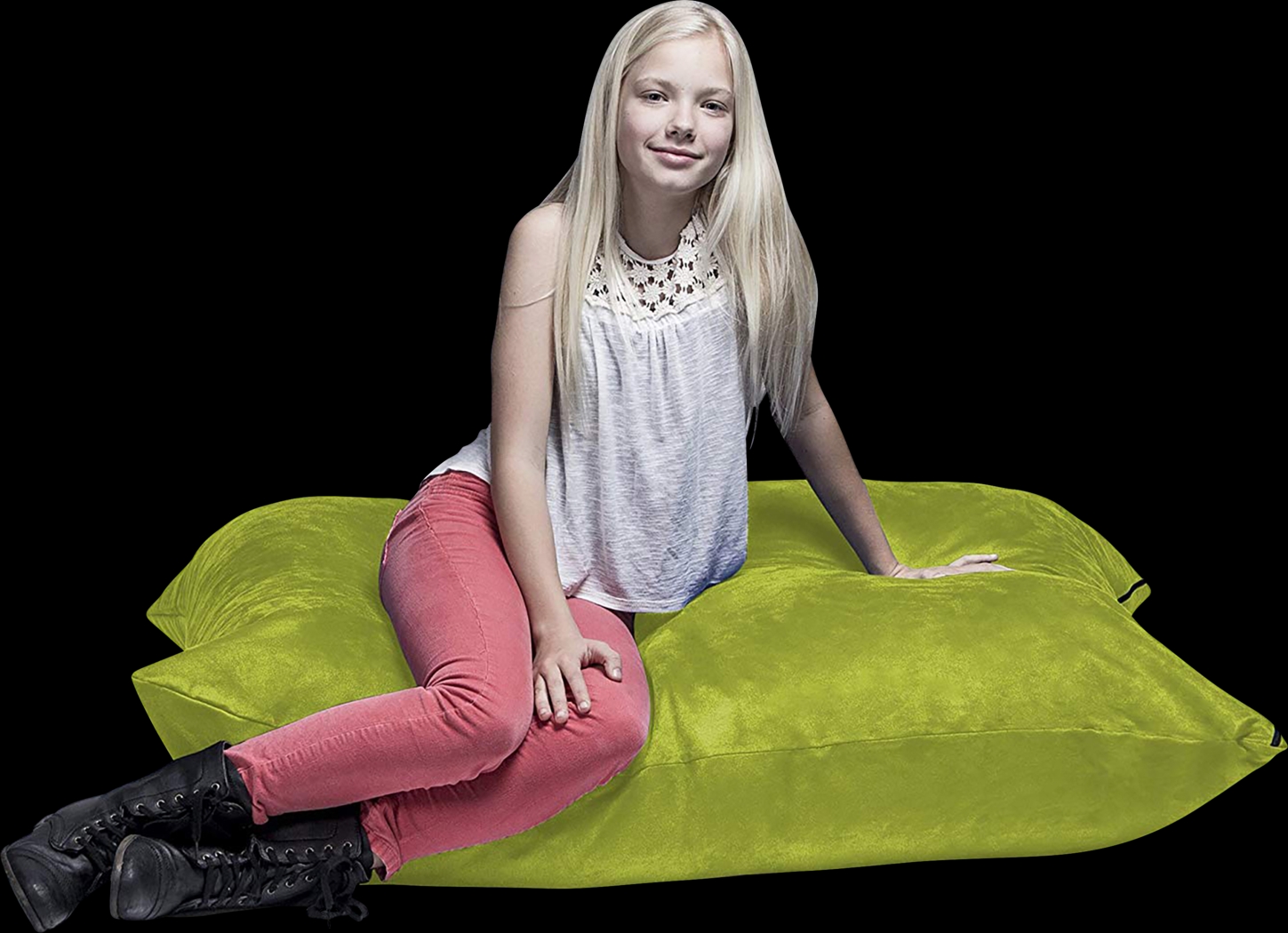 Kids Kiri Green Small Bean Bag Chair and Floor Pillow - Thumbnail - Image 3