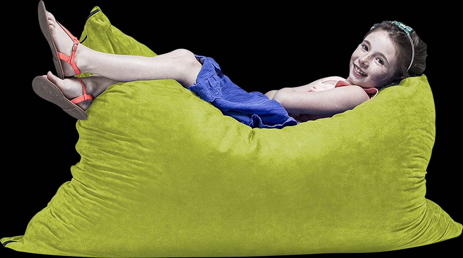 Kids Kiri Green Small Bean Bag Chair and Floor Pillow - Thumbnail - Image 4