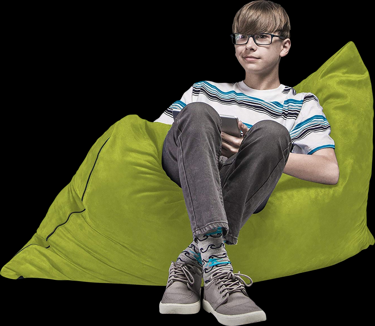 Kids Kiri Green Small Bean Bag Chair and Floor Pillow - Thumbnail - Image 6